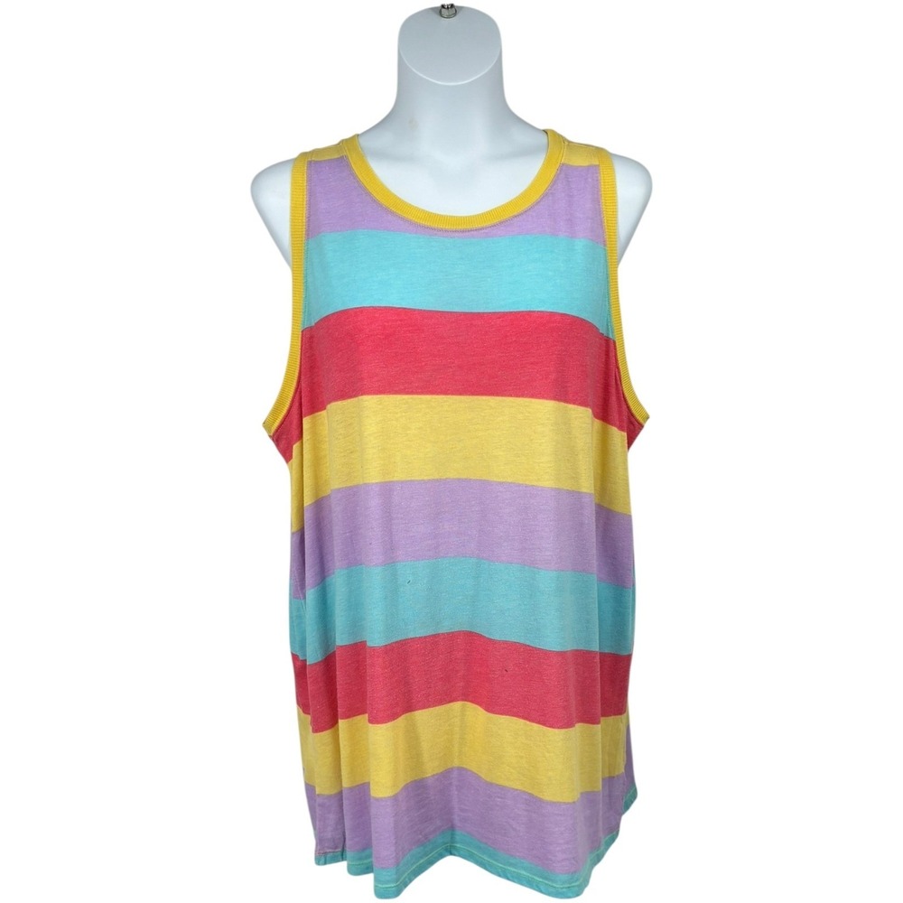 Torrid Size 3 Rainbow Stripe Tank Top Colorful Sleeveless Soft Plus